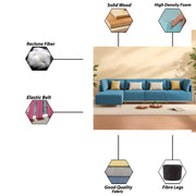 Salina LHS 6 Seater L Shape Sofa Set for Living Room (Black) Premium Fabric Sofa