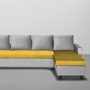 Asper RHS 6 Seater L Shape Sofa Set for Living Room (Yellow Grey Fabric) Premium Fabric Sofa