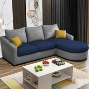 Shrank Round Lounger L Shape 4 Seater Sofa Set for Living Room (Blue Grey) Fabric Sofa | RHS