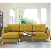 Lizel LHS 4 Seater L Shape Sofa Set for Living Room (Yellow Fabric) Premium Velvet Fabric Sofa