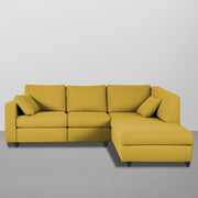 Dorian RHS 4 Seater L Shape Sofa Set for Living Room (Yellow Fabric) Premium Fabric Sofa