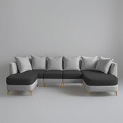 Zoe 8 Seater U Shape Sofa Set for Living Room (Black Grey Colour) Premium Fabric Sofa Set Living Room