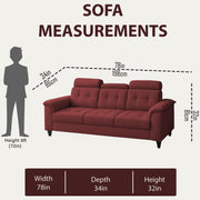 Kaven 3 Seater Sofa Set for Living Room (Yellow Grey Colour Fabric) Premium Fabric Sofa