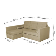Megan LHS 4 Seater L Shaped Sofa Cum Bed for Living Room (Cream Fabric) Premium Fabric Sofa