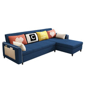Denis 5 Seater RHS L Shape Sofa Set for Living Room (Blue Fabric) Premium Fabric Sofa
