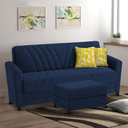 Francis 3 Seater Sofa Set with Ottoman for Living Room (Blue) Fabric