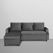 Asper LHS 4 Seater L Shape Sofa Set for Living Room (Black Fabric) Premium Fabric Sofa