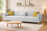Velour Modern Velvet Sofa, Tufted Design Upholstered 3 Seater Sofa Set for Living Room, (Black Colour) Premium Velvet Fabric Sofa