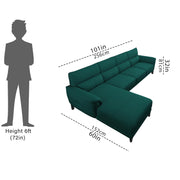 Janifer LHS 6 Seater L Shape Sofa Set for Living Room (Pine Colour) Premium Fabric Sofa Set