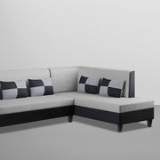 Nordy RHS 6 Seater L Shape Sofa Set for Living Room (Grey Black Colour) Premium Fabric Sofa Set