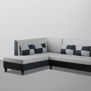 Nordy LHS 6 Seater L Shape Sofa Set for Living Room (Grey Black Colour) Premium Fabric Sofa Set