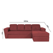 Elvi RHS 6 Seater L Shape Sofa Set for Living Room (Maroon Fabric) Premium Fabric Sofa