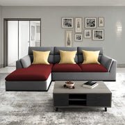 Delton LHS 4 Seater L Shape Sofa Set for Living Room (Maroon Grey) Premium Fabric