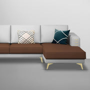 Falco RHS 4 Seater L Shape Sofa Set for Living Room (Brown Grey Fabric) Premium Fabric Sofa