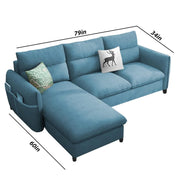 Andon 4 Seater L Shape Sofa Set for Living Room (Light Blue Fabric) Left Side Sofa | Premium Fabric Sofa