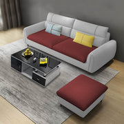 Francis 3 Seater Sofa with Ottoman Set for Living Room (Maroon Grey Fabric)