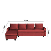 Asper LHS 6 Seater L Shape Sofa Set for Living Room (Maroon Fabric) Premium Fabric Sofa