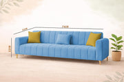 Velour Modern Velvet Sofa, Tufted Design Upholstered 3 Seater Sofa Set for Living Room, (Black Colour) Premium Velvet Fabric Sofa