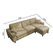 Martin 4 Seater RHS L Shape Sofa Set for Living Room (Cream Colour Fabric)