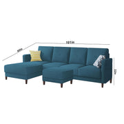Swaloni LHS 6 Seater L Shape Sofa Set with Center Table for Living Room (Turquise) Premium Fabric Sofa