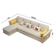Ventos LHS 6 Seater L Shape Sofa Set for Living Room (Cream) Premium Velvet Fabric