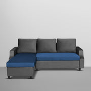 Asper LHS 4 Seater L Shape Sofa Set for Living Room (Black Blue Fabric) Premium Fabric Sofa