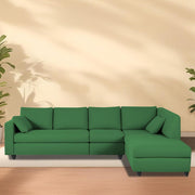 Dorian RHS 6 Seater L Shape Sofa Set for Living Room (Green Fabric) Premium Fabric Sofa