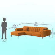 Damian LHS 4 Seater L Shape Sofa Set for Living Room (Orange Colour Fabric) Premium Fabric Sofa Set for Living Room