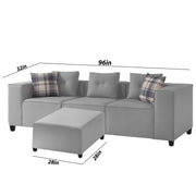 Karoline 3 Seater Sofa Set with Center Table for Living Room (Black Colour) Premium Fabric Sofa