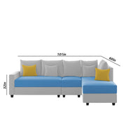 Inclair RHS 6 Seater L Shape Sofa Set for Living Room (Turquise Grey Fabric) Premium Fabric Sofa