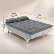 Casaliving Danny Sofa Cum Bed for Living Room Premium Fabric Sofa New 3 Seater Sofa Cum Bed Velvet Fabric with 2 Cushions and Suitable for All Indoor (Black Grey)