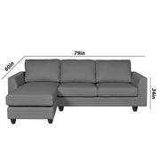 Danver LHS 4 Seater L Shape Sofa Set for Living Room (Dark Grey Fabric) Premium Fabric Sofa