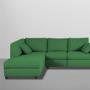 Dorian LHS 4 Seater L Shape Sofa Set for Living Room (Green Fabric) Premium Fabric Sofa