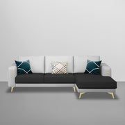 Falco RHS 4 Seater L Shape Sofa Set for Living Room (Black Grey Fabric) Premium Fabric Sofa
