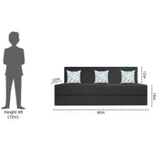 Mapron 1 Seater Sofa Cum Bed with 1 Cushions for Living Room (Black Fabric) Premium Fabric Sofa 2.5x6 Feet