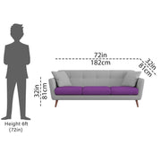 Letty 3 Seater Sofa Set for Living Room (Purple Grey Colour) Premium Fabric Sofa