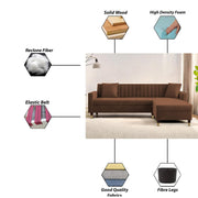 Grayon 3 Seater Convertible Sofa Set for Living Room, 3 Seater & Ottoman Modular Sectional Couch for Small Space (Black Colour) Fabric Sofa Set