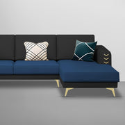 Falco RHS 4 Seater L Shape Sofa Set for Living Room (Blue Black Fabric) Premium Fabric Sofa