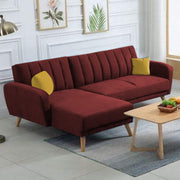 Rino LHS 4 Seater L Shape Sofa Set for Living Room (Maroon Fabric)