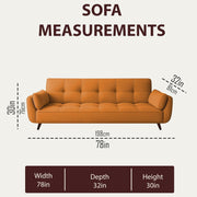 Francois 3 Seater Convertible Sofa Cum Bed for Living Room (Orange Fabric) Premium Fabric Sofa