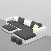 Badger RHS 8 Seater L Shape Sofa Set with Center Table for Living Room (Grey Fabric) Premium Fabric Sofa