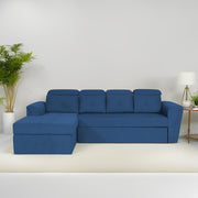 Elvi LHS 6 Seater L Shape Sofa Set for Living Room (Blue Fabric) Premium Fabric Sofa