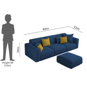 Casaliving Crypton 3 Seater Sofa Set with Center Table for Living Room (Blue Colour) Premium Fabric Sofa