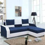 Severny 4 Seater L Shape Sofa Set for Living Room (Blue Grey Fabric) Right Side