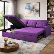 Casaliving Treshta 4 Seater LHS L - Shape Pull-Out Sofa Cum Bed with Storage Sofa for Living Room (Brown Fabric Color) Premium Fabric Sofa Set for Living Room Sofa Cum Bed