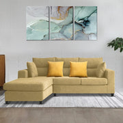 Hazer 4 Seater L Shape Sofa Set for Living Room (Cream Fabric) Left Side
