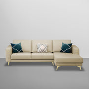 Falco RHS 4 Seater L Shape Sofa Set for Living Room (Cream Fabric) Premium Fabric Sofa