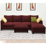 Rihan 8 Seater L Shape Sofa Set with Ottoman for Living Room (Maroon Fabric) Right Side Sofa