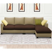 Rihan 6 Seater L Shape Sofa Set Living Room (Cream Brown Fabric) Right Side Sofa