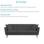 Letty 3 Seater Sofa Set for Living Room (Black Colour) Premium Fabric Sofa